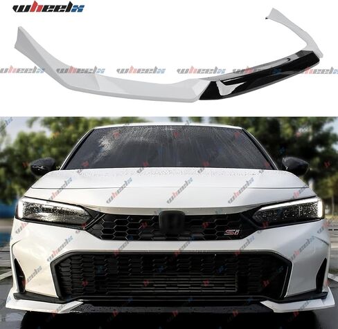 الشفة الأمامية متوافقة مع Honda Civic Sedan & Hatchback 2025 2026، طقم الجسم الفاصل لسد الهواء الأمامي (أسود لامع + أبيض) in Kuwait