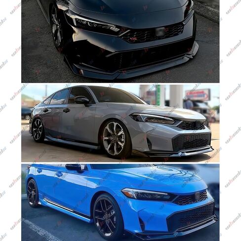 الشفة الأمامية متوافقة مع Honda Civic Sedan & Hatchback 2025 2026، طقم الجسم الفاصل لسد الهواء الأمامي (أسود لامع + أبيض) in Kuwait
