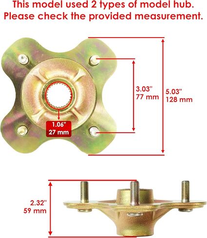 Caltric Rear Wheel Axle Hub Compatible with Yamaha Kodiak 400 Yfm400Fw FA Yfm400A 2X4 4X4 1993-2002 in Saudi Arabia