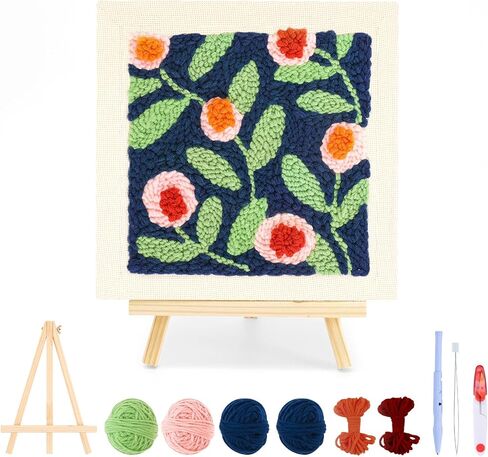 frartoold Punch Needle Kit for Adults Beginners, Plant Theme Embroidery Craft Kit，Embroidery kit Frame，Punch Needle Plants，Embroidery Kits for Beginner，Home Decor Gift Idea, (Art Deco, Green in Saudi Arabia