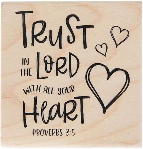 Christian Scripture Rubber Stamp, Trust in The Lord Proverbs 3:5 Design, Wood Mounted Religious Art Supply for Bible Journaling, Crafts in Saudi Arabia