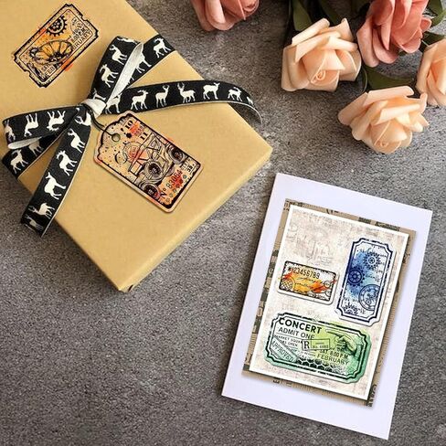 Retro Steampunk Label Clear Stamps for DIY Scrapbooking Vintage Label Tags Silicone Clear Stamp Seals Transparent Stamps for Cards Making Photo Album Journal Home Decoration in Saudi Arabia