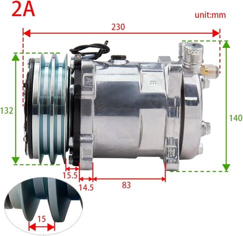 508 SD508 5H14 12V / 24V Serpentine Compressor 1/2/ 6/8 Groove V Belt Pulley Tractor Excavator Heavy Duty Truck AC(2A-12V) in Saudi Arabia