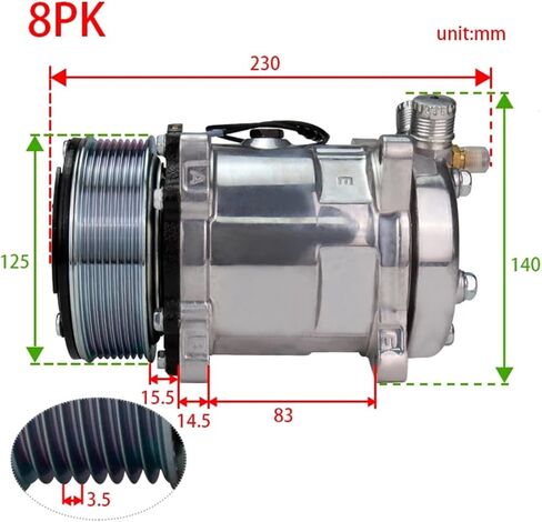 508 SD508 5H14 12V / 24V Serpentine Compressor 1/2/ 6/8 Groove V Belt Pulley Tractor Excavator Heavy Duty Truck AC(2A-12V) in Saudi Arabia