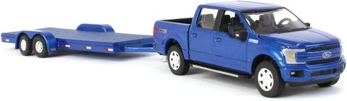 Truck 1/64 2019 Ford F-150 Blue Metallic with Blue Trailer CP7977 in Saudi Arabia