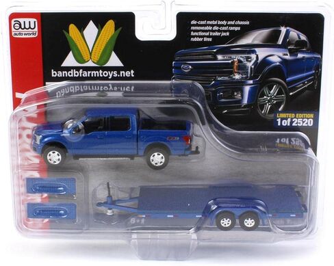 Truck 1/64 2019 Ford F-150 Blue Metallic with Blue Trailer CP7977 in Saudi Arabia