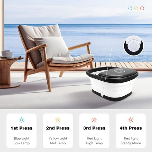 جهاز تدليك القدم للسبا مع حرارة وفقاعات واهتزاز وضوء احمر قابل للطي مع جهاز تحكم عن بعد وبكرات تدليك قابلة للازالة لفصل الماء والكهرباء لتخفيف الاقدام المتعبة in Kuwait