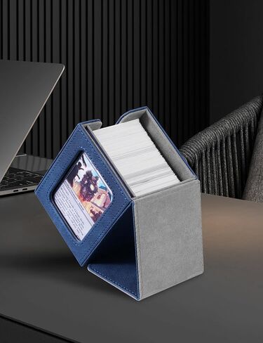 MTG Commander Deck Box with Display Window,Card Deck Box Holds 100 Double-Sleeved（Blue&Orange） in Saudi Arabia