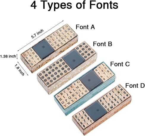 40 Pcs Small Wooden Rubber Stamps Letter Alphabet Number Symbol for DIY Craft Card Photo Album Scrapbook Journal (Font A in Saudi Arabia