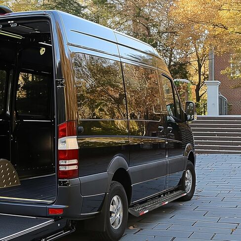 Kojem Side Step متوافق مع 2015-2025 Ford Transit 150/250/350 قبضة خطوة الباب المنزلق مجموعة لوحة الجري Cargo Van Step الفولاذ المطلي بمسحوق أسود - جانب الركاب in Saudi Arabia