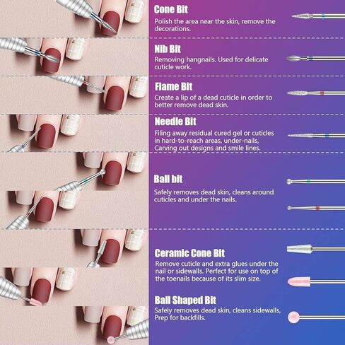 Depvko 30Pcs Nail Drill Bits,3/32 Inch Ceramic Drill Bits for Nails Sets Acrylic, Diamond Cuticle Efile Carbide Remover Bits for Home Salon Acrylic Gel Nail Manicure Pedicure Tools(Come with 3 Cases) in Kuwait