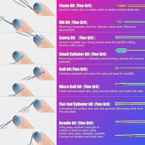 Depvko 30Pcs Nail Drill Bits,3/32 Inch Ceramic Drill Bits for Nails Sets Acrylic, Diamond Cuticle Efile Carbide Remover Bits for Home Salon Acrylic Gel Nail Manicure Pedicure Tools(Come with 3 Cases) in Kuwait