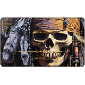 for MTG Playmat Stitched with Magic Zone Non-Slip Rubber Backing Printing Commander Board Game Desk Mat Duel Mat TCG PTCG Playmat 24x14 inches and Storage Bags - Pirate Skull in Saudi Arabia