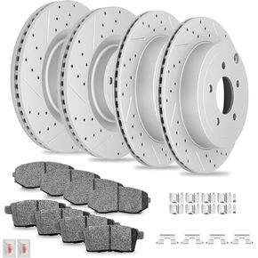 Disc Brake Kits with Pads and Rotors Front & Rear Drilled Slotted Vented Rotor for 2010 FLincoln Mkx ord Edge in Kuwait