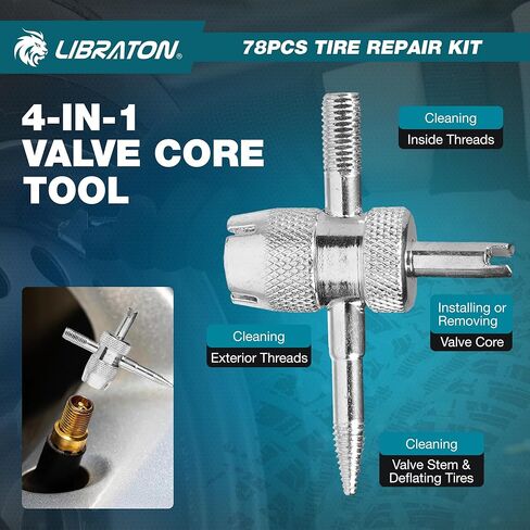 Libraton Tire Repair Kit, 78PCS Tire Plug Kit Heavy Duty Professional Repair Tools to Fix Punctures and Plug Patch Flats, Tubeless Tire Patch Kit for Car, Motorcycle, ATV, SUV, Truck, Tractor, Trailer in Saudi Arabia