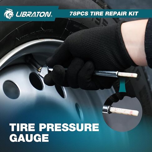 Libraton Tire Repair Kit, 78PCS Tire Plug Kit Heavy Duty Professional Repair Tools to Fix Punctures and Plug Patch Flats, Tubeless Tire Patch Kit for Car, Motorcycle, ATV, SUV, Truck, Tractor, Trailer in Saudi Arabia