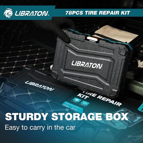 Libraton Tire Repair Kit, 78PCS Tire Plug Kit Heavy Duty Professional Repair Tools to Fix Punctures and Plug Patch Flats, Tubeless Tire Patch Kit for Car, Motorcycle, ATV, SUV, Truck, Tractor, Trailer in Saudi Arabia