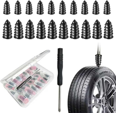 50 Pack Tire Repair Rubber Nail Kit,Screw in Tire Plugs of Tire Punctures with 2 Sizes,Screwdriver and Screw Tire Plugs Work for Cars,Bikes,Motorcycles in Saudi Arabia