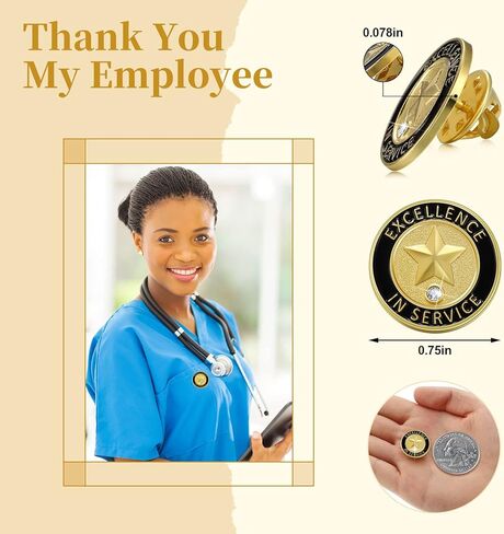 Crowye 72 Pcs Employee of The Month Lapel Pin Bulk Recognition Appreciation Gifts Employee Star Gold Plated Enamel Award for Employees Staff Team Volunteer Nurse Teacher(Excellence in Service) in Saudi Arabia