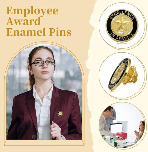 Crowye 72 Pcs Employee of The Month Lapel Pin Bulk Recognition Appreciation Gifts Employee Star Gold Plated Enamel Award for Employees Staff Team Volunteer Nurse Teacher(Excellence in Service) in Saudi Arabia