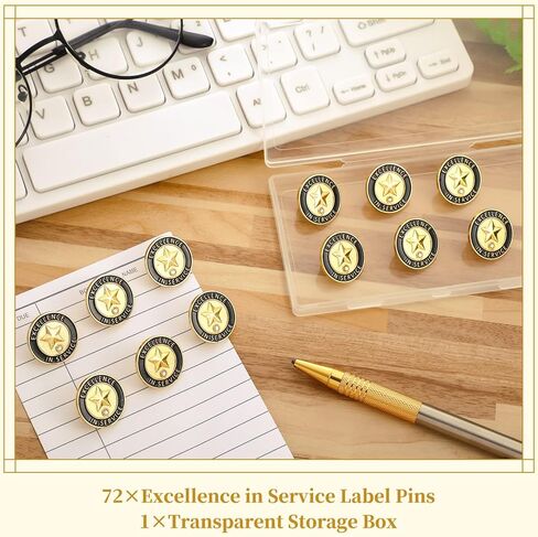 Crowye 72 Pcs Employee of The Month Lapel Pin Bulk Recognition Appreciation Gifts Employee Star Gold Plated Enamel Award for Employees Staff Team Volunteer Nurse Teacher(Excellence in Service) in Saudi Arabia
