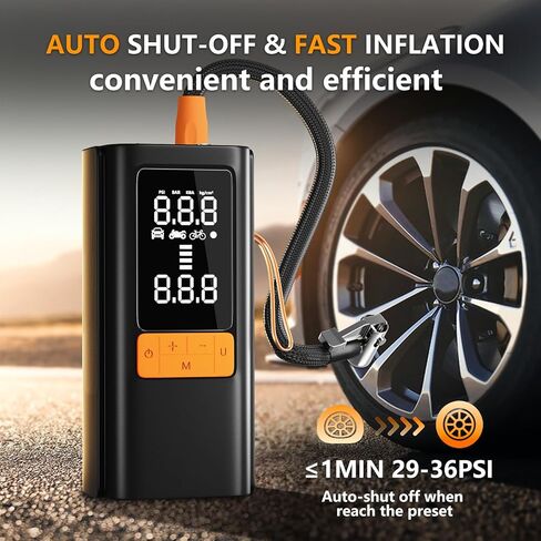 Tire Inflator Portable Air Compressor, 150 PSI Air Pump for Car Tires, Bike Tire Pump with Digital Pressure Gauge, LED Light & Auto Shut-Off – Portable Tire Inflator for Car, Motorcycle, Bike, Balls in Saudi Arabia