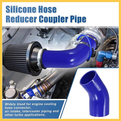 45 Degree 3 Inch to 3.5 Inch ID 4Ply Car Elbow Reducer Silicone Hose Coupler Intercooler Tube Intake Piping Blue 76-89mm Auto Replacement Parts in Saudi Arabia