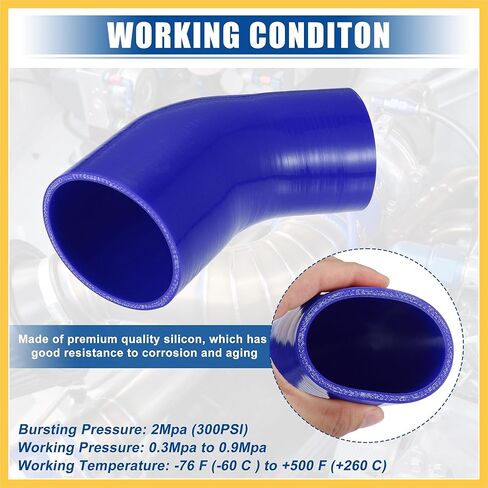 45 Degree 3 Inch to 3.5 Inch ID 4Ply Car Elbow Reducer Silicone Hose Coupler Intercooler Tube Intake Piping Blue 76-89mm Auto Replacement Parts in Saudi Arabia