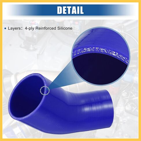 45 Degree 3 Inch to 3.5 Inch ID 4Ply Car Elbow Reducer Silicone Hose Coupler Intercooler Tube Intake Piping Blue 76-89mm Auto Replacement Parts in Saudi Arabia