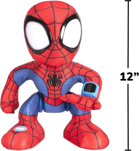 Marvel Spidey and His Amazing Friends Amazing Flip Spidey - قطيفة متحركة مقاس 12 بوصة مع أضواء وأصوات وقاذفة سهام على شبكة الإنترنت in Saudi Arabia