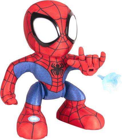 Marvel Spidey and His Amazing Friends Amazing Flip Spidey - قطيفة متحركة مقاس 12 بوصة مع أضواء وأصوات وقاذفة سهام على شبكة الإنترنت in Saudi Arabia