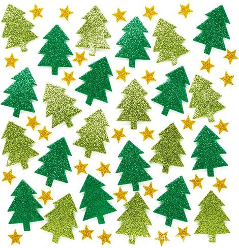 Glitter Foam Stickers Green Christmas Tree Self-Adhesive Decals, DIY Crafts for Winter Home School Office Decoration 100 pcs in Saudi Arabia