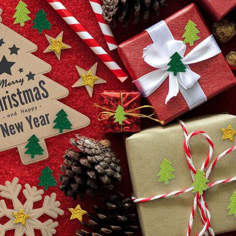 Glitter Foam Stickers Green Christmas Tree Self-Adhesive Decals, DIY Crafts for Winter Home School Office Decoration 100 pcs in Saudi Arabia