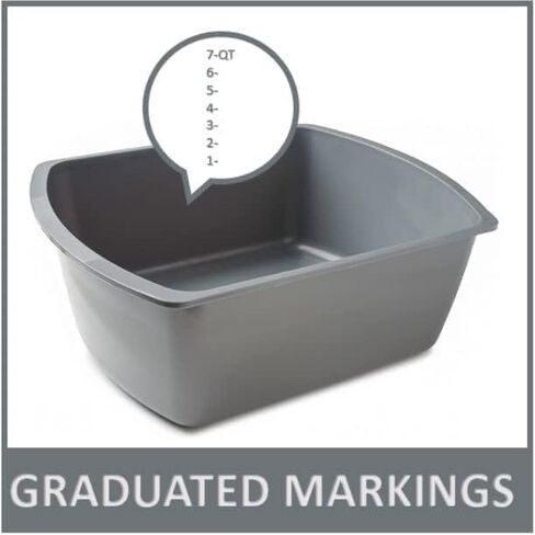 Wash Basins – Rectangular Plastic Hospital Bedside Soaking Tub [1 Pack] Small 7 Quart Graduated Bucket - Portable Washbasin for Washing, Cleaning, Foot Bath, Washing Dishes, Face Cleansing Bowl in Kuwait