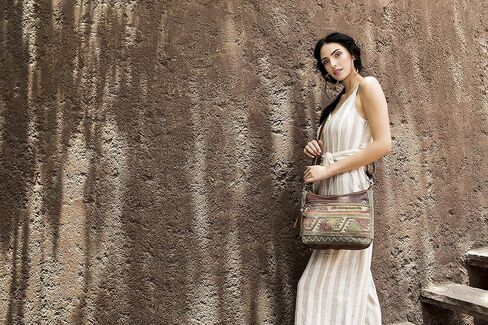 Myra Bags Bliss Canvas, leather & Rug Pouch Wristlet S-1948 in Saudi Arabia
