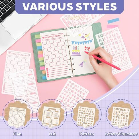 20 PCS Planner Stencils, 4x7 Inch Journal Stencils for Bullet Journaling Planner Accessories Journaling Scrapbook Supplies Calendar Stencil for Art Drawing in Saudi Arabia