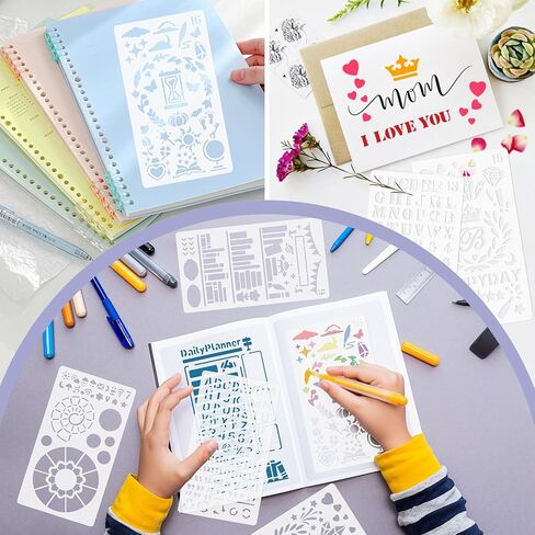 20 PCS Planner Stencils, 4x7 Inch Journal Stencils for Bullet Journaling Planner Accessories Journaling Scrapbook Supplies Calendar Stencil for Art Drawing in Saudi Arabia