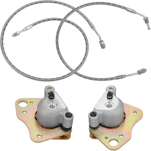 JAVIK Front Brake Calipers & Hose Lines Fit for Polaris Ranger 500 4x4 Ranger 425 2x4 2001-2004 Ranger 500 6x6 Ranger T-M 650,OEM#1910484 1910485 1910640 1910641 in Saudi Arabia
