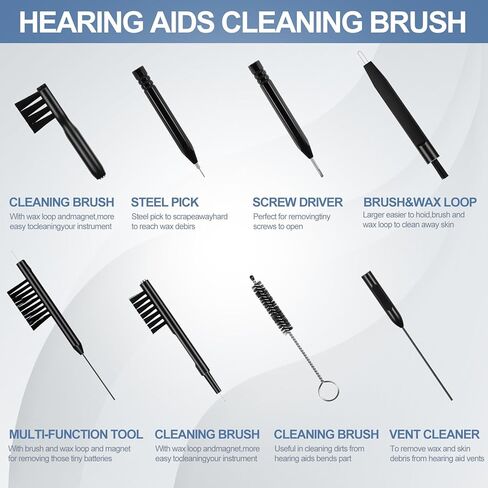 12 Pieces Hearing Aid Cleaning Tools Hearing Aid Cleaning Kit Hearing Aid Case Cleaner Kit with Wax Loop and Magnet Multi-functional Earphone Earbuds Cleaner Kit with Velvet Bag in Kuwait