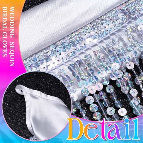 CASDRE Long Fingerless Satin Gloves Sequin Tassel Bridal Gloves Elbow Length 1920s Opera Cosplay Gloves for Women and Girls in Saudi Arabia