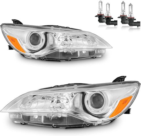 Headlights Assembly for 2015-2017 Toyota Camry Only 4-Door Sedan Halogen Headlamp Replacement, High/Low Beam W/Bulbs, Driver & Passenger Side in Saudi Arabia