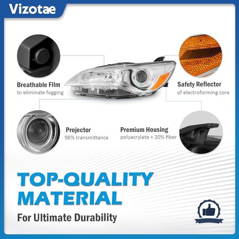 Headlights Assembly for 2015-2017 Toyota Camry Only 4-Door Sedan Halogen Headlamp Replacement, High/Low Beam W/Bulbs, Driver & Passenger Side in Saudi Arabia