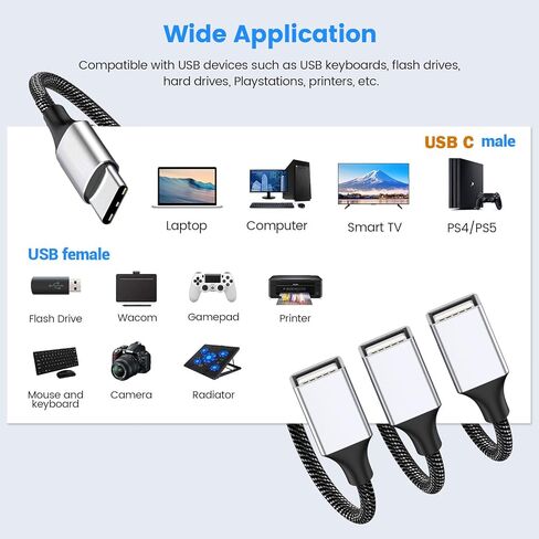 Type-C Splitter Cable(10 inch long),USB A Splitter 1 in 3 out, USB C Male to Three USB A Female Cable Adapter,Type-C Splitter Multiple Hub for iMac/iPhone 15/iPad Pro/PC Etc (Grey) in Saudi Arabia