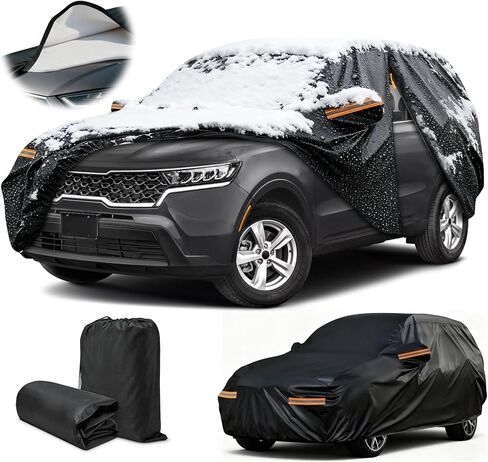 Cover for Kia Sorento, Custom Fit Sorento Cover 2016-2025, Thickened Cover, Custom Fit SUV Car Snow Hail Dust Sun Protection, Winter Outdoor Car Cover with Door Zipper/Reflective Strip/Mirror Pockets in Saudi Arabia