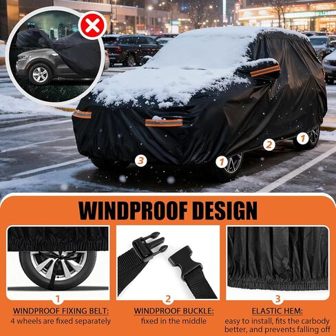 Cover for Kia Sorento, Custom Fit Sorento Cover 2016-2025, Thickened Cover, Custom Fit SUV Car Snow Hail Dust Sun Protection, Winter Outdoor Car Cover with Door Zipper/Reflective Strip/Mirror Pockets in Saudi Arabia