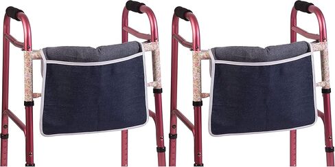 DMI Universal Walker Bag, Single Pocket Carry-All Pouch, Easy to Attach and Fold, Durable, Machine Washable, 12.5 to 15 Inches (Pack of 2) in Kuwait