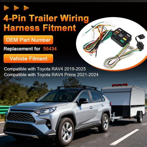 4-Pin Trailer Wiring Harness Compatible with 2019-2025 Toyota RAV4 Towing Hitch Wiring for Trailer Light Cable Connect Replacement for 56434 in Saudi Arabia