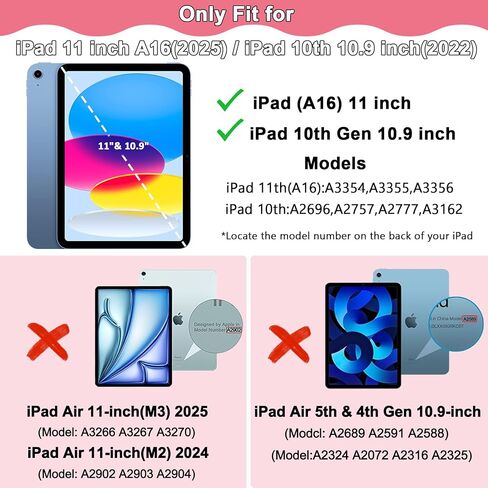 حافظة Rantice iPad Air الجيل الخامس/الرابع مع واقي شاشة (2022/2020)، حافظة iPad Air مقاس 10.9 بوصة مع حامل أقلام، حافظة رفيعة مقاومة للصدمات مع مسند للأطفال البنات، لمعان شفاف in Kuwait