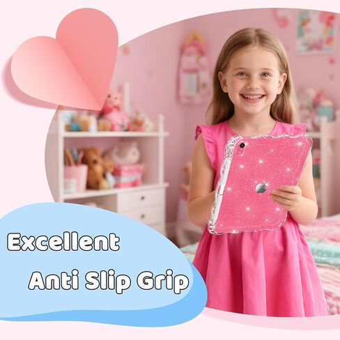 حافظة Rantice iPad Air الجيل الخامس/الرابع مع واقي شاشة (2022/2020)، حافظة iPad Air مقاس 10.9 بوصة مع حامل أقلام، حافظة رفيعة مقاومة للصدمات مع مسند للأطفال البنات، لمعان شفاف in Kuwait