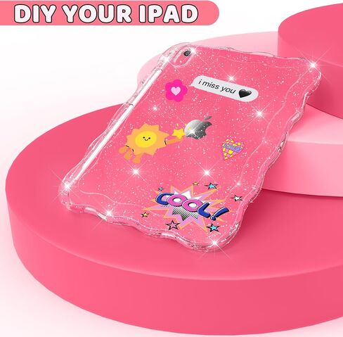 حافظة Rantice iPad Air الجيل الخامس/الرابع مع واقي شاشة (2022/2020)، حافظة iPad Air مقاس 10.9 بوصة مع حامل أقلام، حافظة رفيعة مقاومة للصدمات مع مسند للأطفال البنات، لمعان شفاف in Kuwait